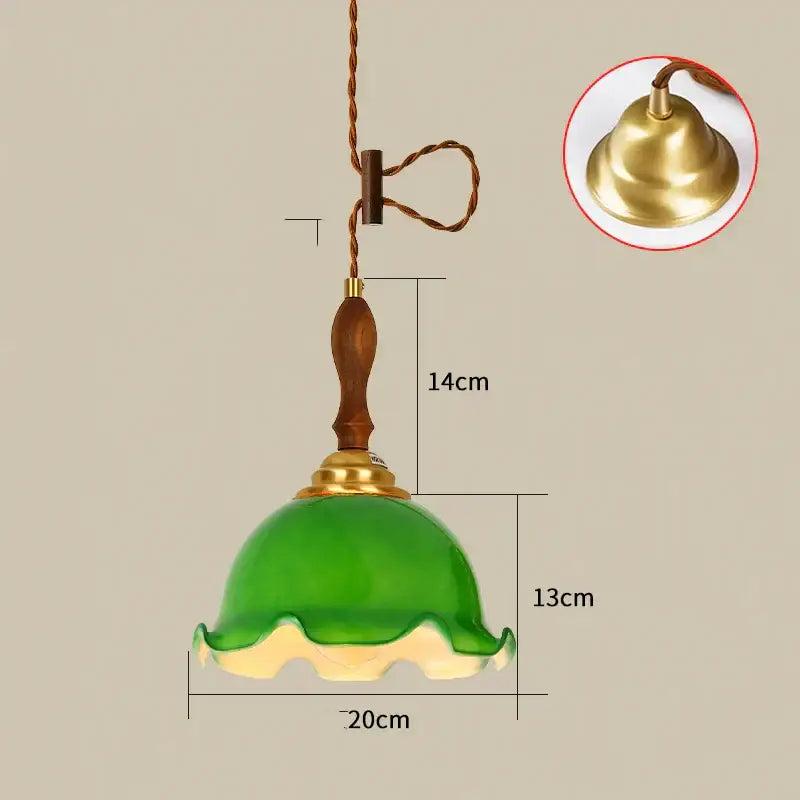 Vintage brass scalloped glass led pendant lamp bedroom lighting