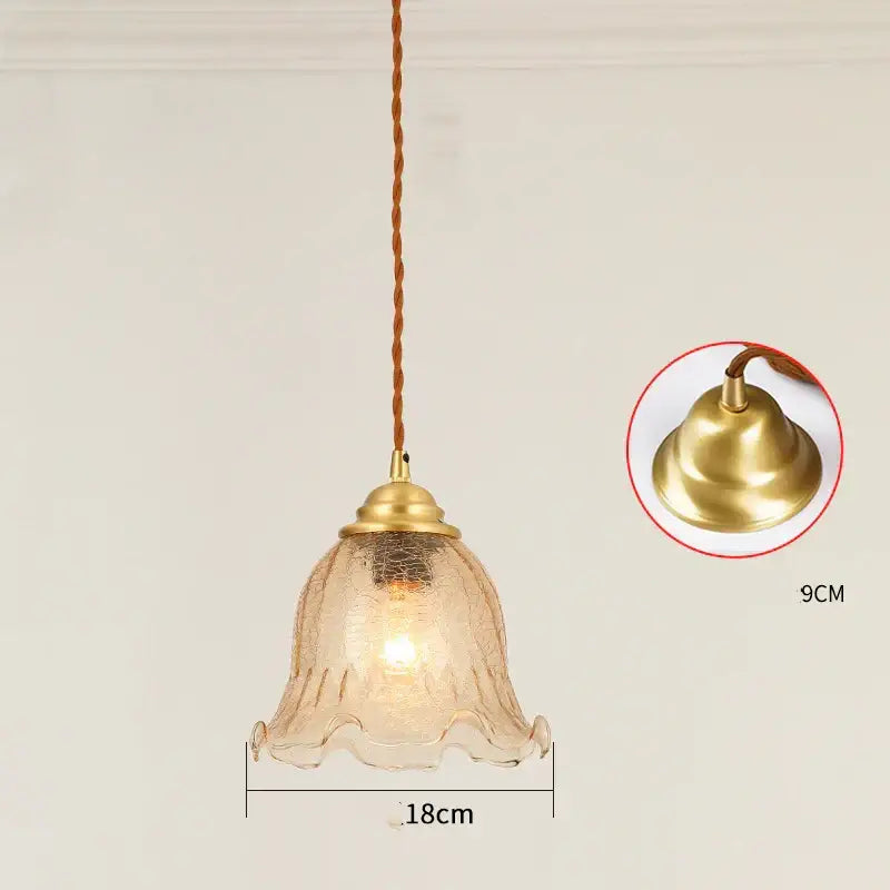 Vintage brass scalloped glass led pendant lamp bedroom lighting