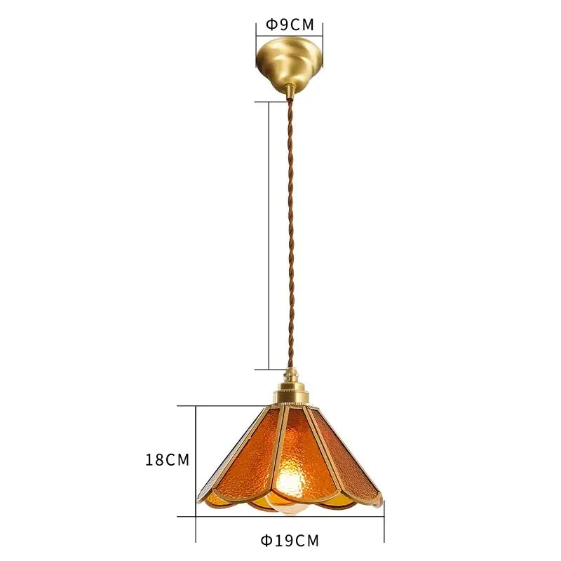 Vintage brass scalloped glass led pendant lamp bedroom lighting