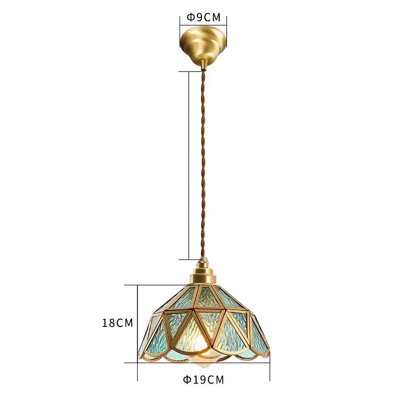 Vintage brass scalloped glass led pendant lamp bedroom lighting