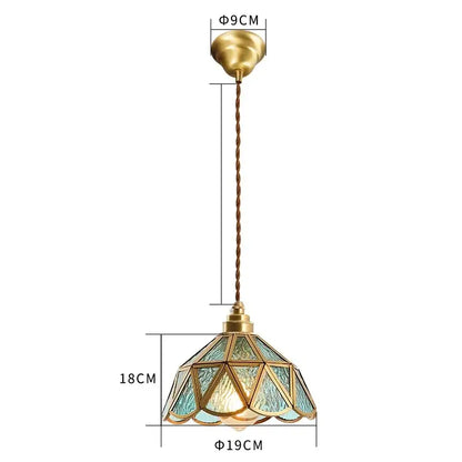 Vintage brass scalloped glass led pendant lamp bedroom lighting