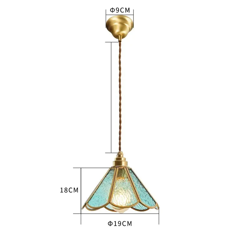 Vintage brass scalloped glass led pendant lamp bedroom lighting