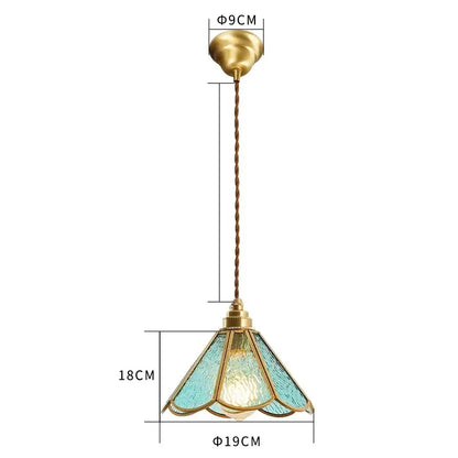 Vintage brass scalloped glass led pendant lamp bedroom lighting
