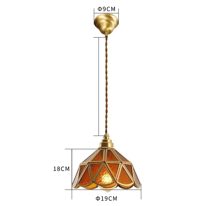 Vintage brass scalloped glass led pendant lamp bedroom lighting