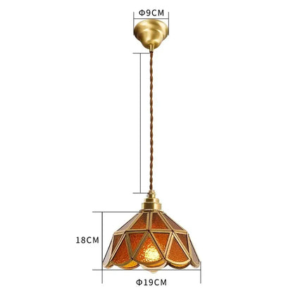 Vintage brass scalloped glass led pendant lamp bedroom lighting