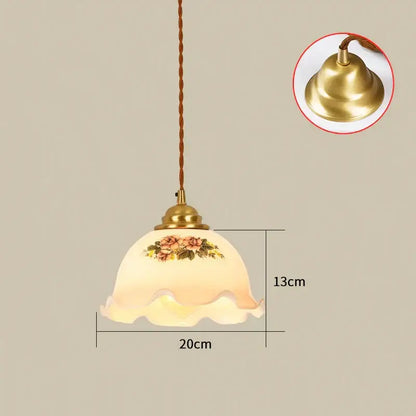 Vintage brass scalloped glass led pendant lamp bedroom lighting