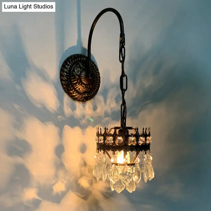 Vintage bronze crystal wall light living room fixture