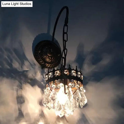 Vintage bronze crystal wall light living room fixture