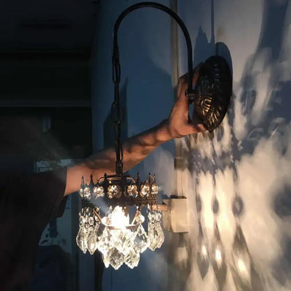 Vintage bronze crystal wall light living room fixture