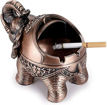 Vintage bronze elephant shaped windproof ashtray for office decor