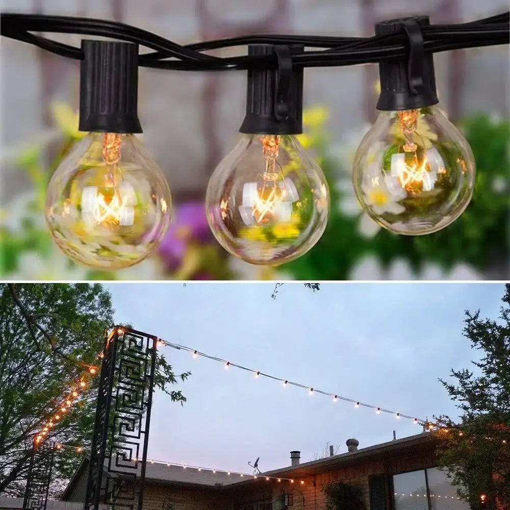 Vintage brown string lights – outdoor patio g40 edison glass lights