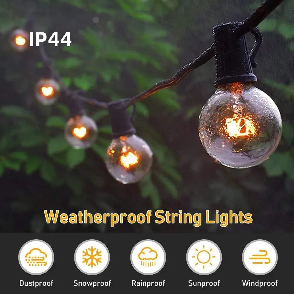 Vintage brown string lights – outdoor patio g40 edison glass lights