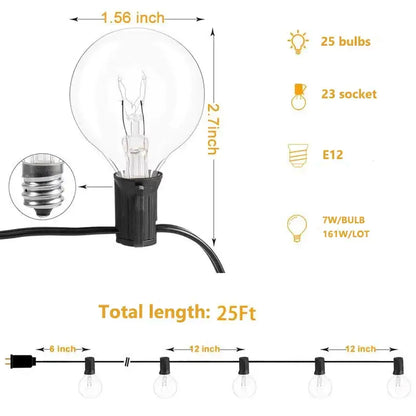 Vintage brown string lights – outdoor patio g40 edison glass lights