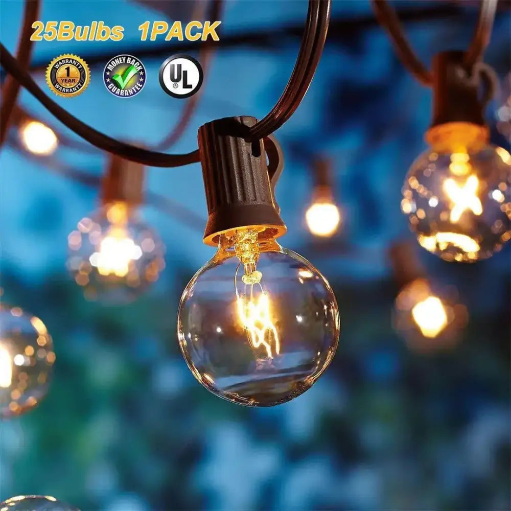 Vintage brown string lights – outdoor patio g40 edison glass lights