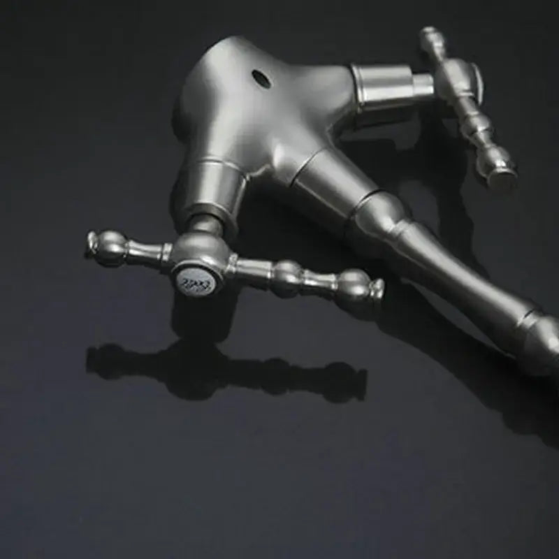Vintage brushed nickel kitchen faucet with swivel spout