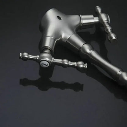 Vintage brushed nickel kitchen faucet with swivel spout