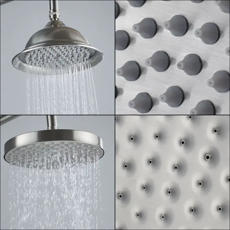 Vintage brushed nickel & white bathroom shower mixer faucet handshower