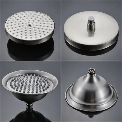 Vintage brushed nickel & white bathroom shower mixer faucet handshower