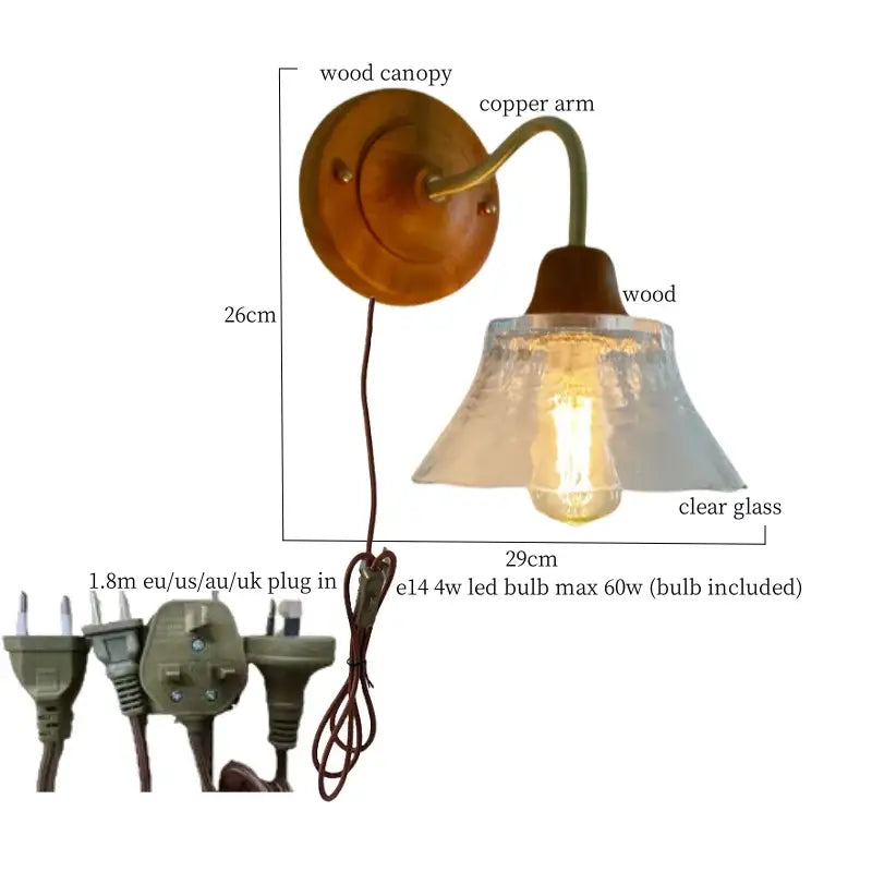 Vintage butterfly glass wall light bedroom copper arm pink & blue