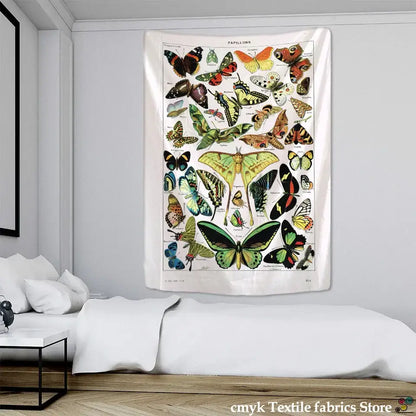 Vintage butterfly map tapestry bedroom wall decor
