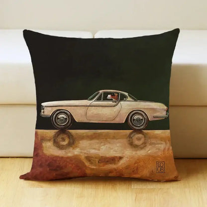 Vintage cartoon dog car pillow cover living room linen decor