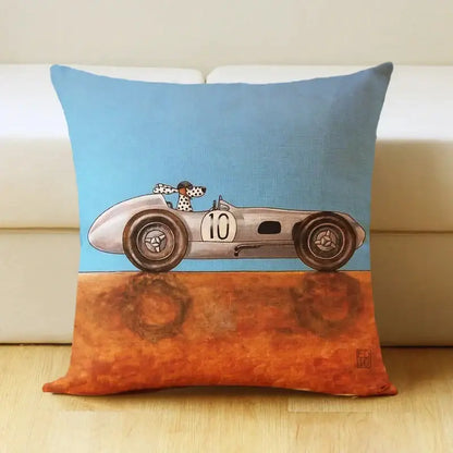 Vintage cartoon dog car pillow cover living room linen decor