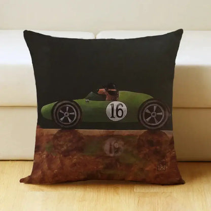 Vintage cartoon dog car pillow cover living room linen decor