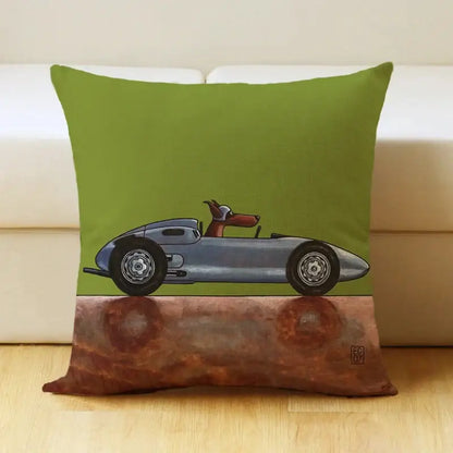 Vintage cartoon dog car pillow cover living room linen decor