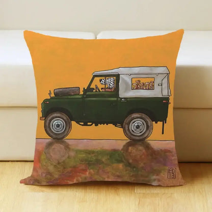 Vintage cartoon dog car pillow cover living room linen decor
