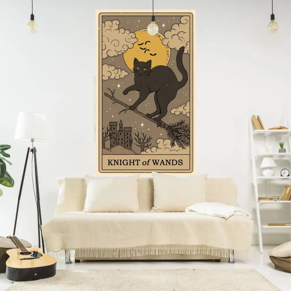 Vintage cat tarot wall hanging bedroom cat tapestry