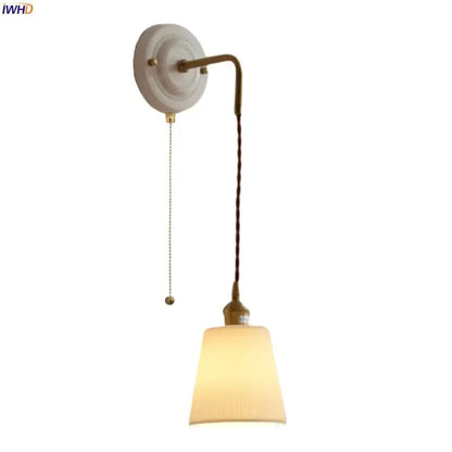 Vintage ceramic and brass wall sconce – bedroom adjustable led light