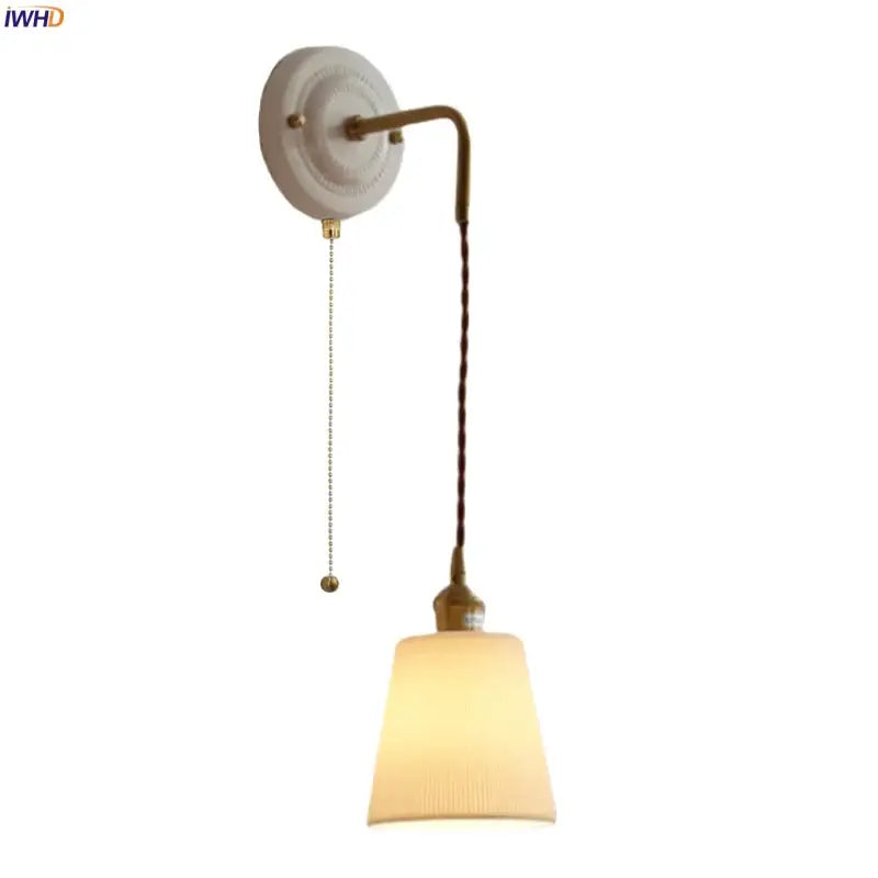 Vintage ceramic and brass wall sconce – bedroom adjustable led light