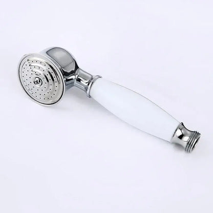 Vintage chrome and white ceramic shower hand holder bathroom accessory