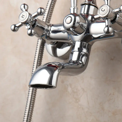 Vintage chrome brass bathroom faucet set with hand shower