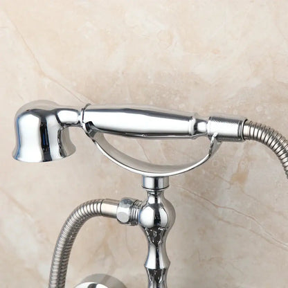 Vintage chrome brass bathroom faucet set with hand shower