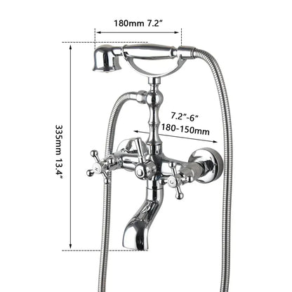Vintage chrome brass bathroom faucet set with hand shower