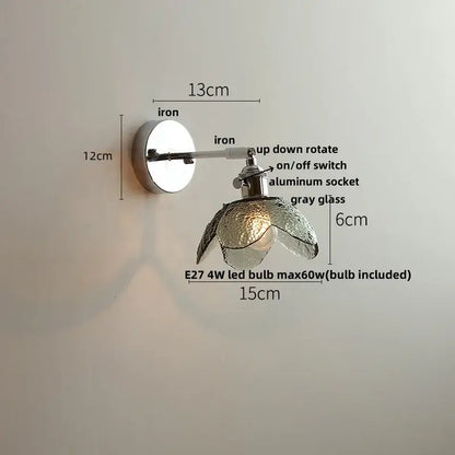 Vintage chrome clear glass wall sconce – bedroom pull chain light