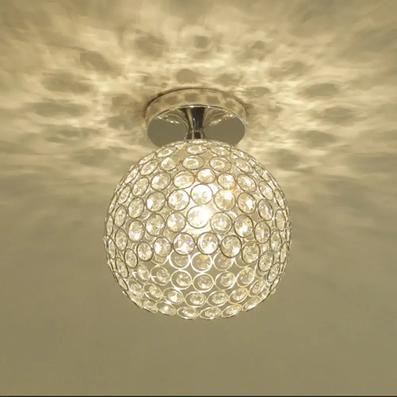 Vintage chrome crystal ball ceiling light for living room