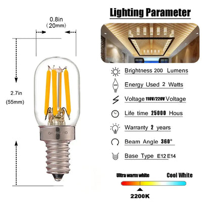 Vintage clear glass led tubular bulb kitchen e12 e14 dimmable light