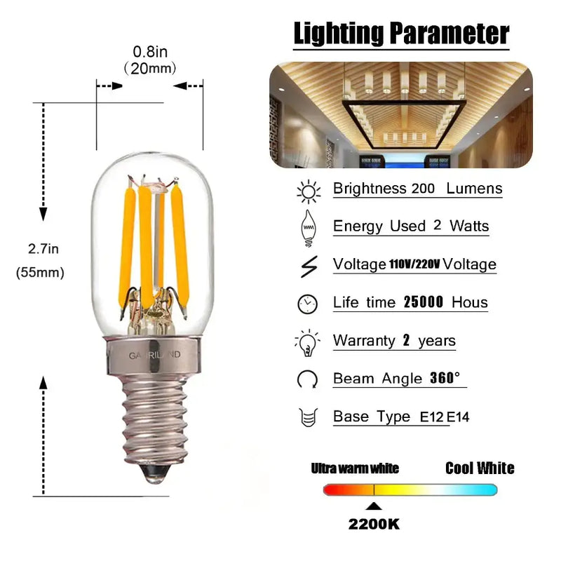 Vintage clear glass led tubular bulb kitchen e12 e14 dimmable light