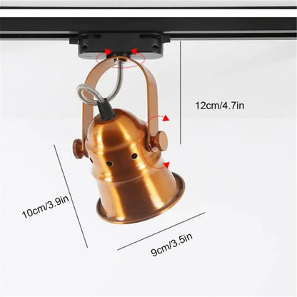 Vintage copper & black gu10 led track light kitchen spotlight