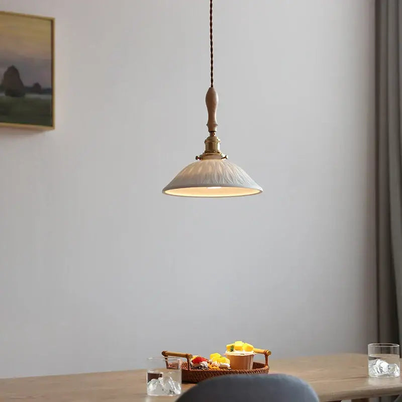 Vintage cream glass and brass adjustable led pendant dining room