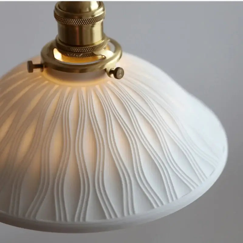 Vintage cream glass and brass adjustable led pendant dining room