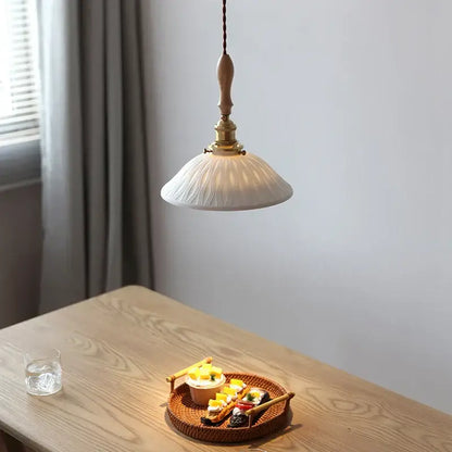 Vintage cream glass and brass adjustable led pendant dining room