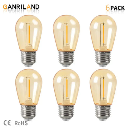 Vintage edison amber plastic bulbs 6-pack patio string light