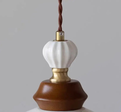 Vintage floral ceramic led wall light bedroom wood pull chain
