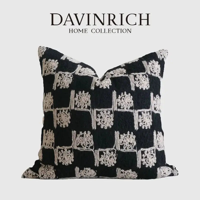 Vintage french sunflower black & cream decorative cushion cover bedroom