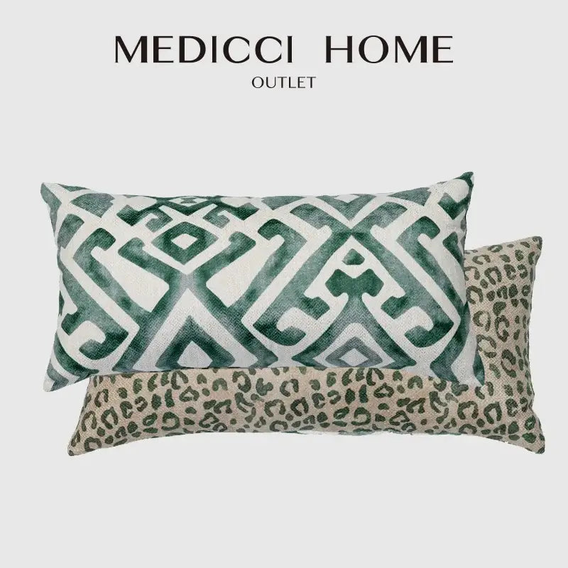 Vintage geometric & leopard bolster pillow case bedroom decor