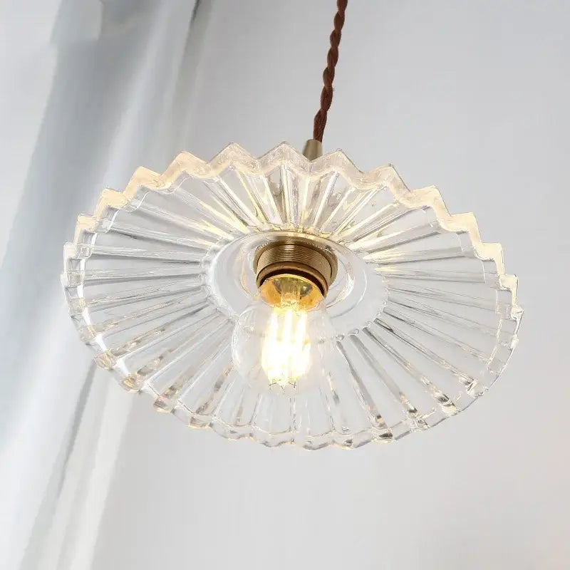 Vintage glass copper led pendant lamp kitchen faceted glass light