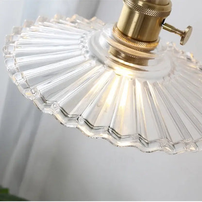 Vintage glass copper led pendant lamp kitchen faceted glass light
